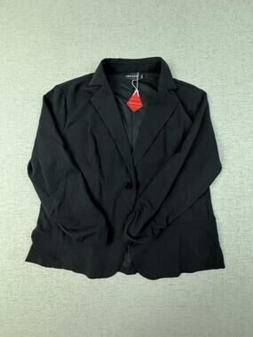 NWT Mint Limit Women’s 2XL Black Stretch Blazer Jacket Ruched Sleeves